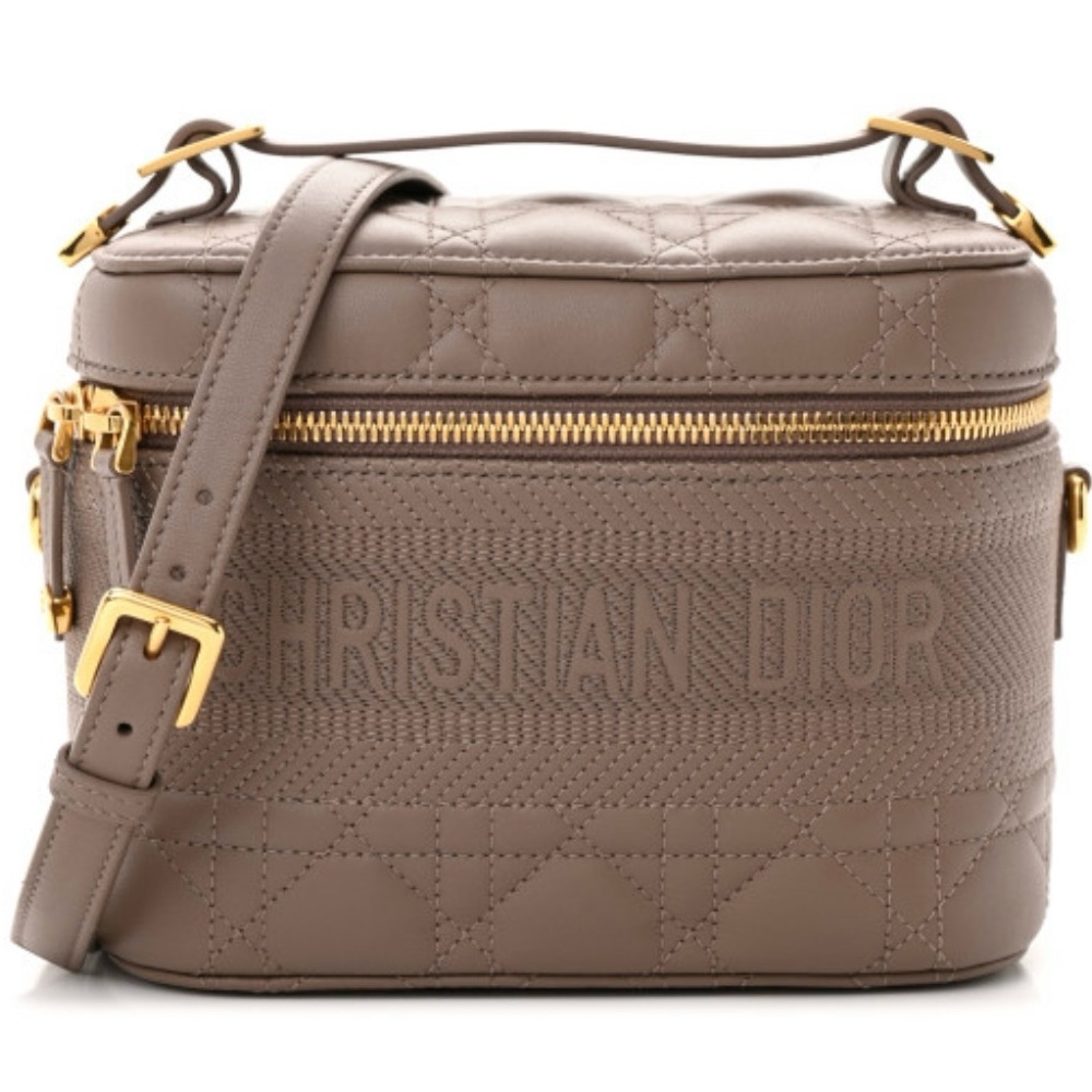 Lambskin Cannage Small Diortravel Vanity Case Warm Taupe